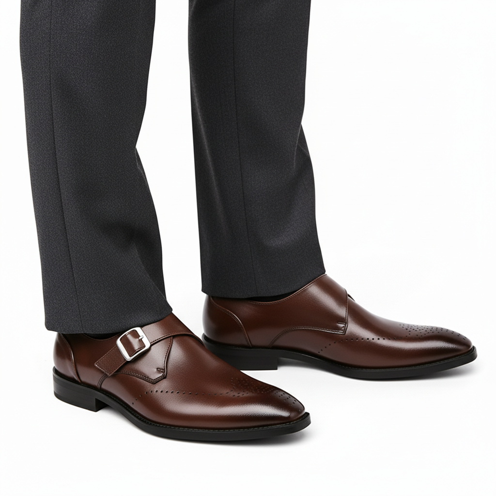 Vantrel Men's Single Monk Strap Work Shoes | Professional